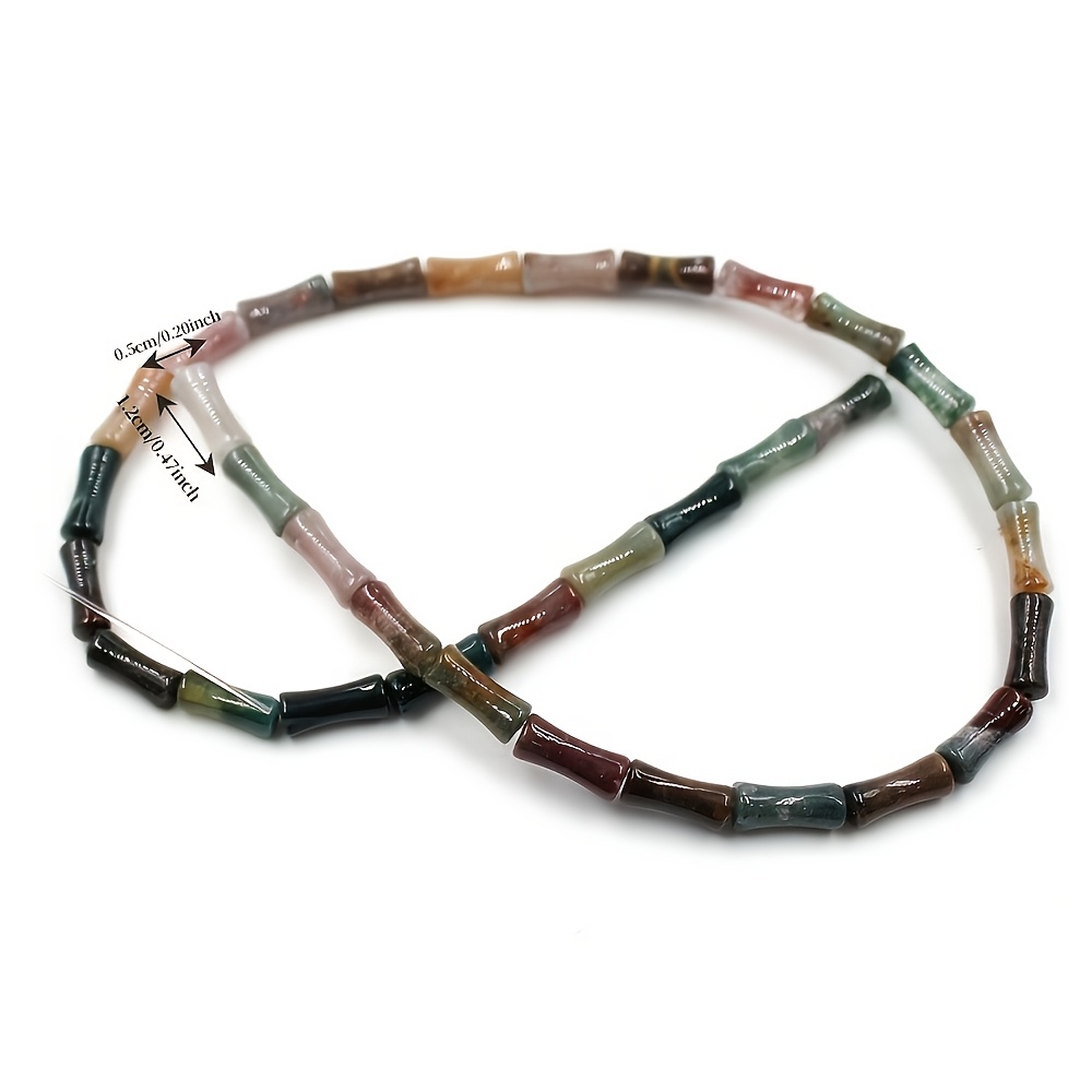 Natural Indian Agate Bamboo Rayon Joint Loose Beads